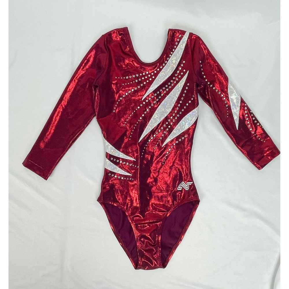 Alpha Factor Leotard Adult Medium AME Competition Gymnastics Bling Rhinestones